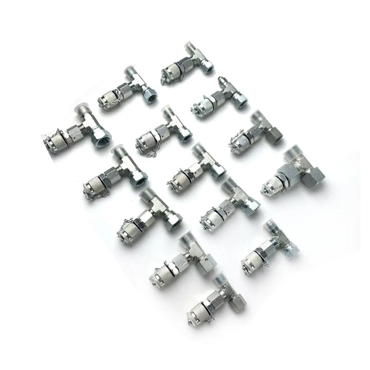 14-Piece Tee Fitting Adapter Set for Hydraulic Pressure Gauge Test Kits