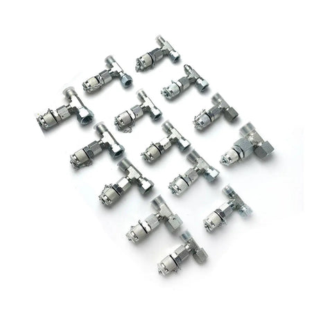 14-Piece Tee Fitting Adapter Set for Hydraulic Pressure Gauge Test Kits
