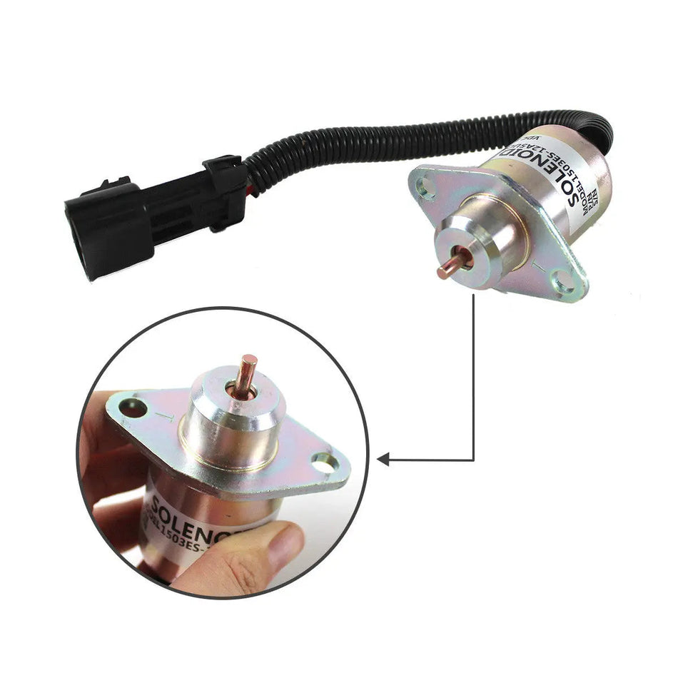 1503ES-12A5UC9S fuel shut-off solenoid for Kubota CT4.91-V1505 Excavator - image 2