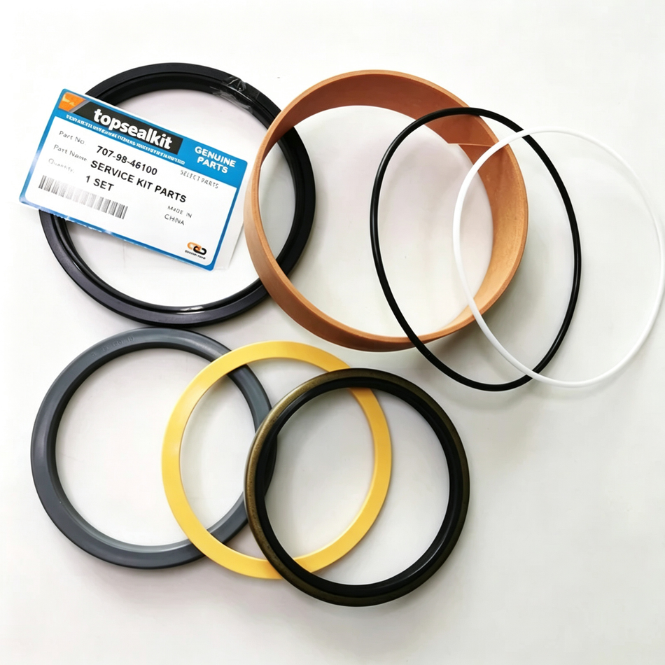 Kit de sellos para cilindro hidráulico compatible con maquinaria pesada Komatsu PW210-1 - Kit de reparación y reconstrucción de cilindro de cucharón, reemplaza OEM 707-98-46100 7079846100 205-63-72301 2056372301