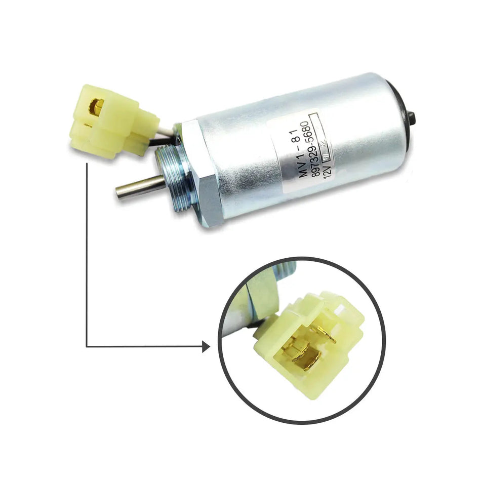 fuel shut-off solenoid 897329-5680 for Hitachi EX50U Isuzu 4LE1 Excavator - image 2