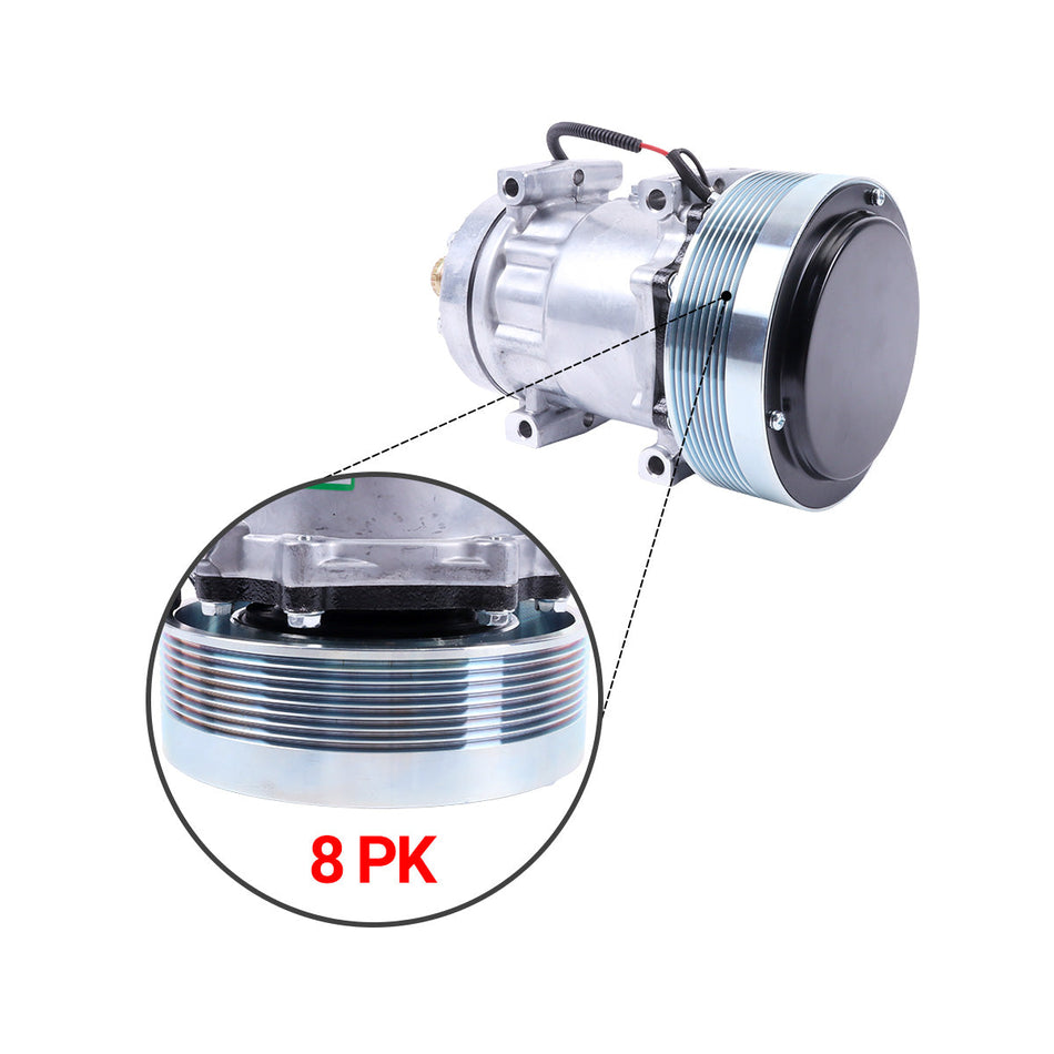 A/C Compressor 317008A3 8PK 12V for New Holland TG255 TG285 TG210 Engine - image 2