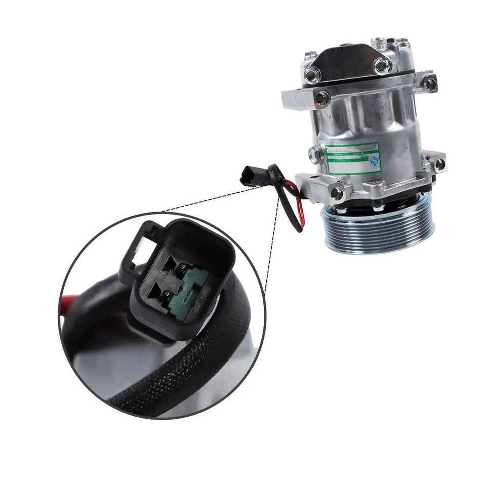 A/C Compressor 32008562 8PK 12V for JCB Backhoe Loader 1CX 2CX 3CX 4CX 2CXS - image 2