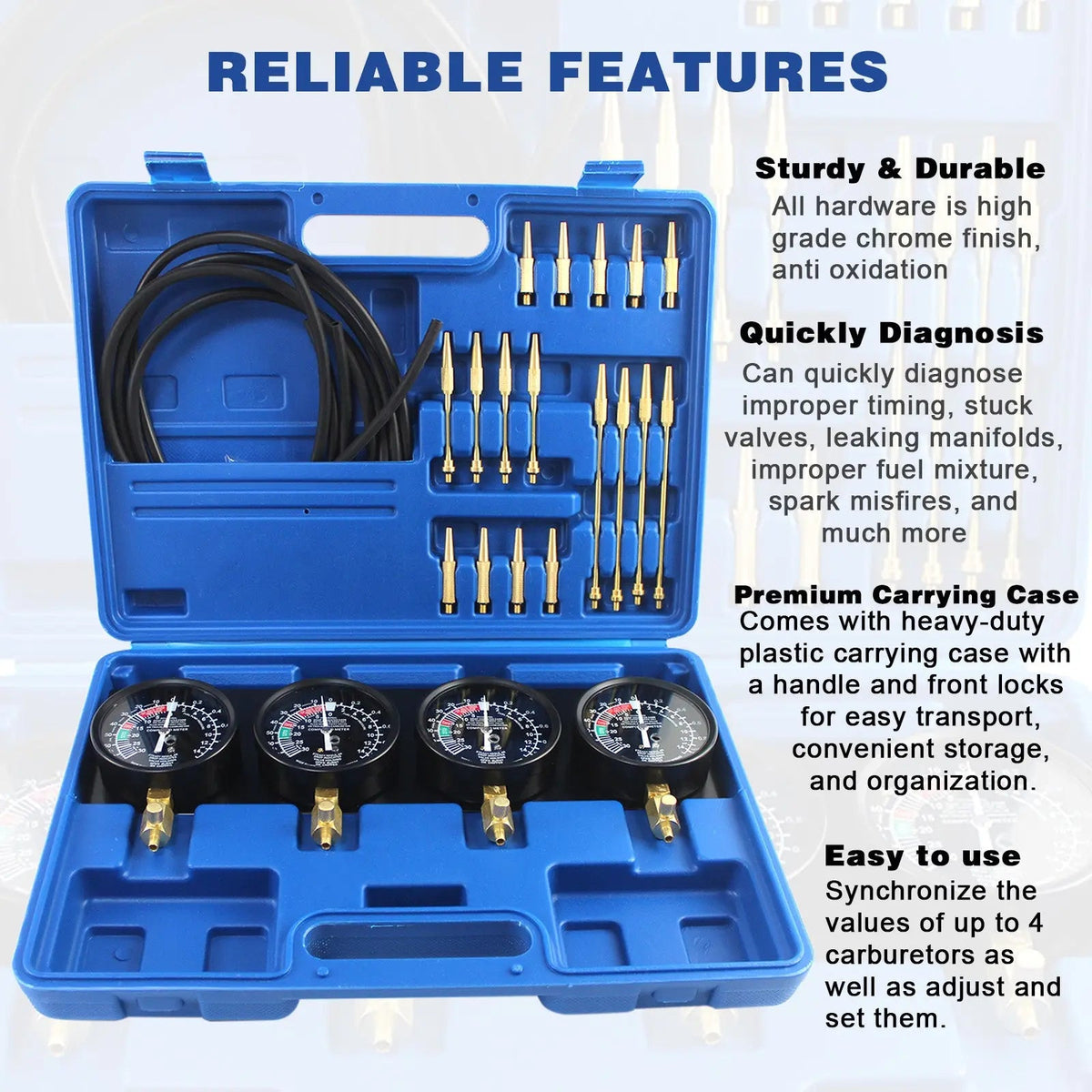 4-Gauge Motorcycle Carburetor Synchronizer Vacuum Gauge Set for Honda Yamaha Kaw - image 5
