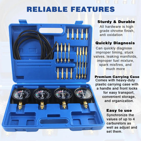 4-Gauge Motorcycle Carburetor Synchronizer Vacuum Gauge Set for Honda Yamaha Kaw - image 5