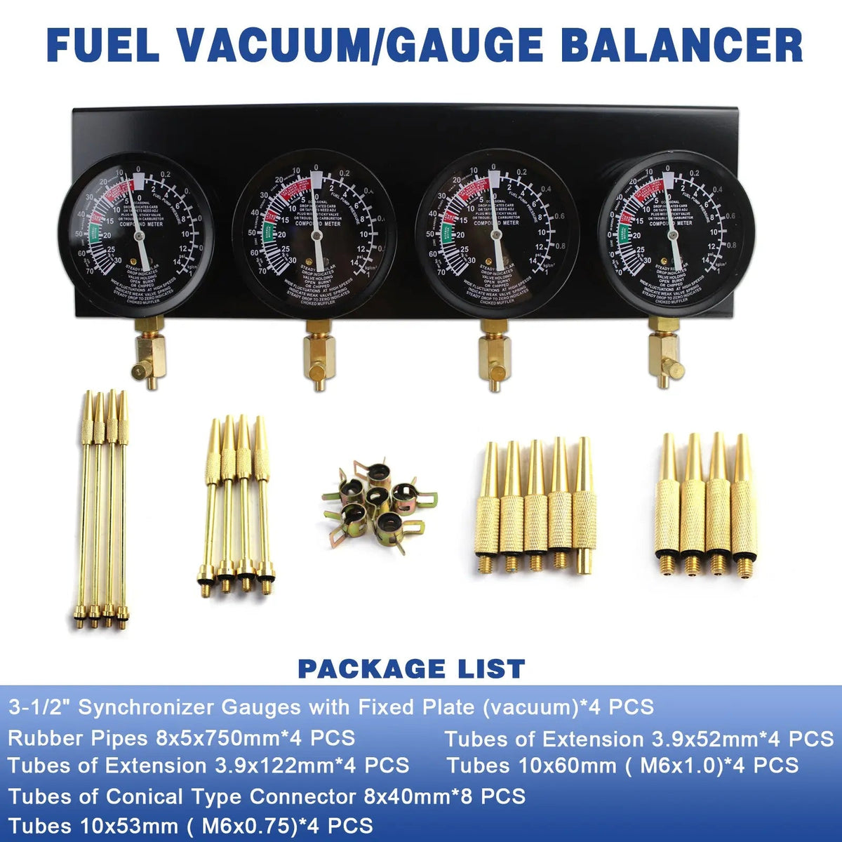4-Gauge Motorcycle Carburetor Synchronizer Vacuum Gauge Set for Honda Yamaha Kaw - image 9