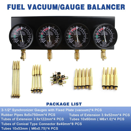 4-Gauge Motorcycle Carburetor Synchronizer Vacuum Gauge Set for Honda Yamaha Kaw - image 9