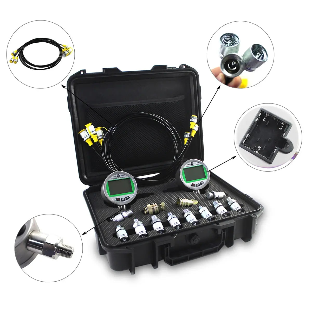Digital Hydraulic Pressure Test Kit with 2 Gauges 70 MPa x2 for Excavators - image 3