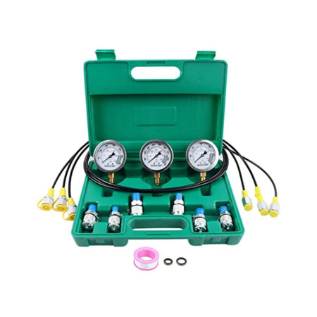 3-Gauge Hydraulic Pressure Test Kit 25/40/60 MPa with 6 Couplings, 3 Hoses and Case, Upgra