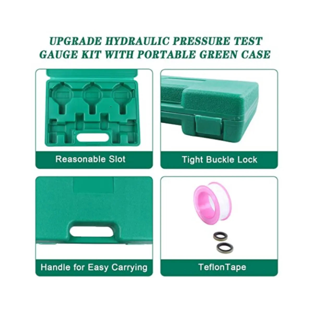 3-Gauge Hydraulic Pressure Test Kit 25/40/60 MPa with 6 Couplings, 3 Hoses and C - image 5
