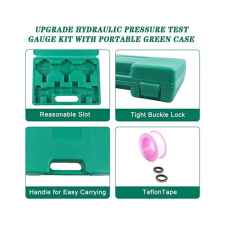 3-Gauge Hydraulic Pressure Test Kit 25/40/60 MPa with 6 Couplings, 3 Hoses and C - image 5