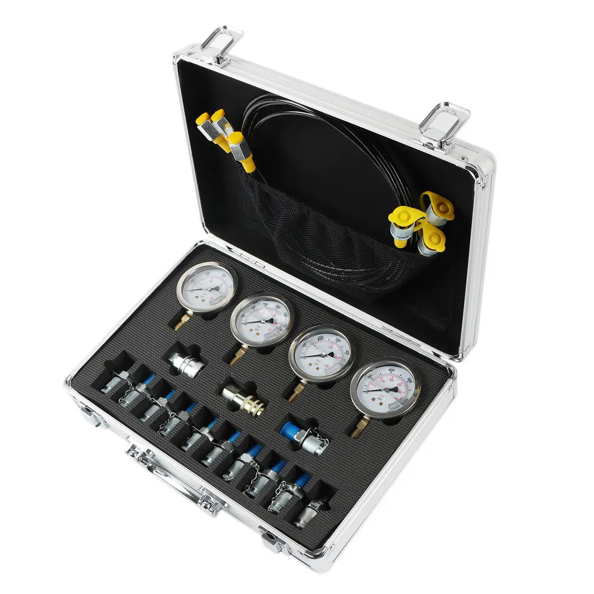 4-Gauge Hydraulic Pressure Test Kit 100/250/400/600 Bar with 13 Couplings for Co - image 2