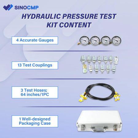4-Gauge Hydraulic Pressure Test Kit 100/250/400/600 Bar with 13 Couplings for Co - image 4
