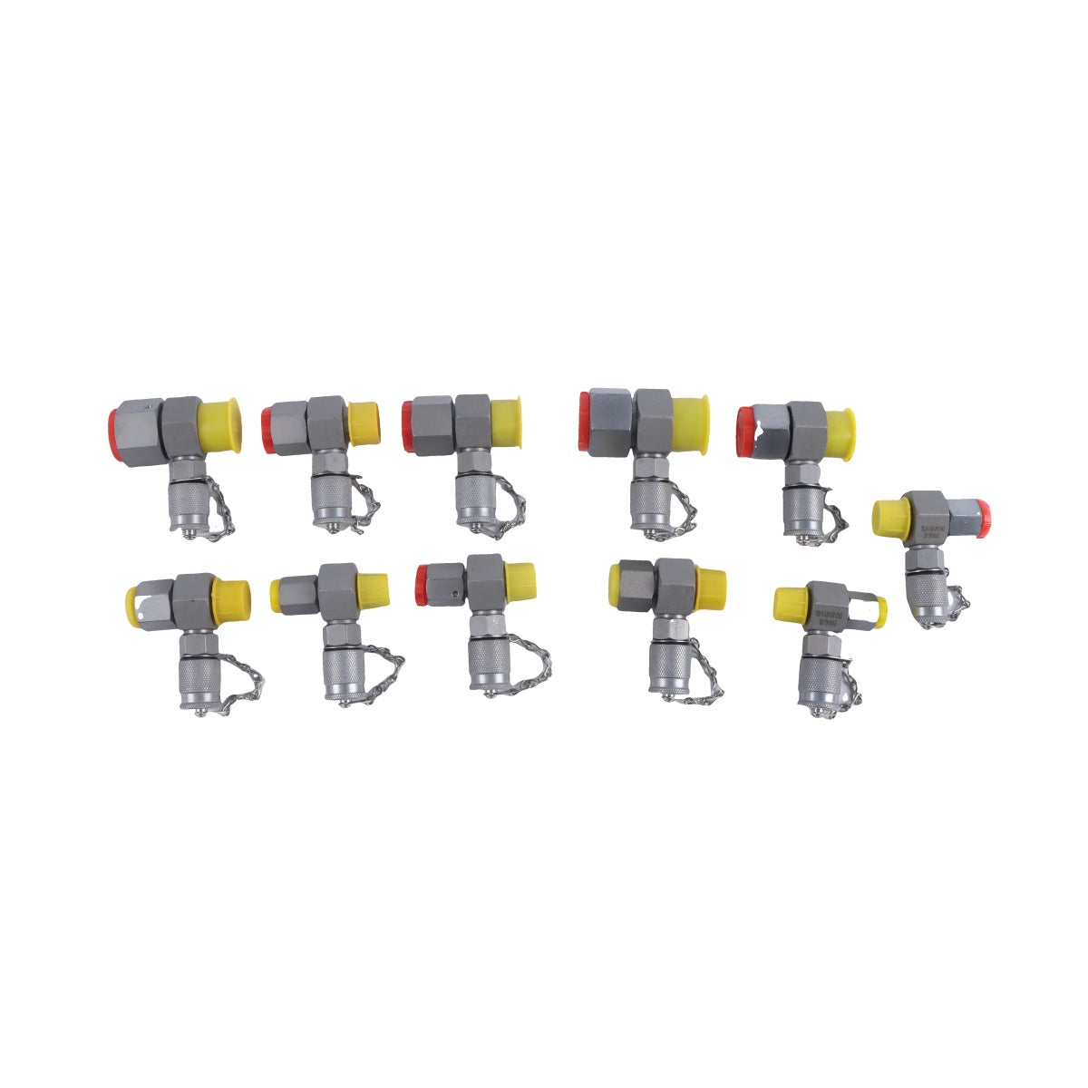 11-Piece Hydraulic Swivel Run Tee Connector Tester Coupling Set M14 to M26 for Excavators