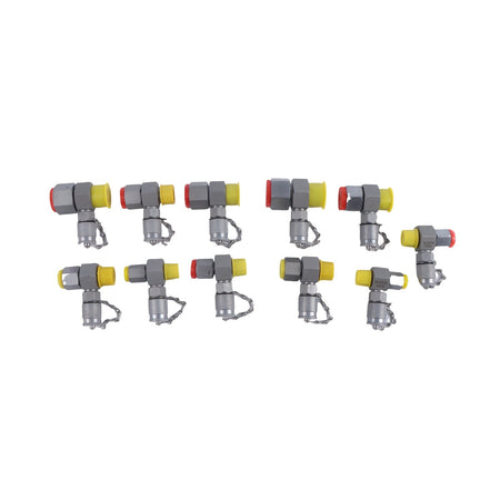 11-Piece Hydraulic Swivel Run Tee Connector Tester Coupling Set M14 to M26 for Excavators