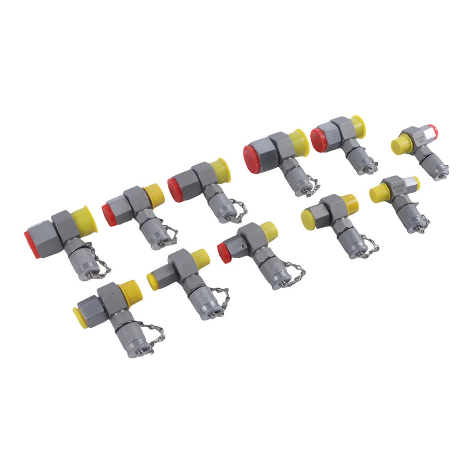 11-Piece Hydraulic Swivel Run Tee Connector Tester Coupling Set M14 to M26 for E - image 2