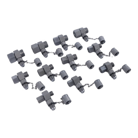 11-Piece Hydraulic Swivel Run Tee Connector Tester Coupling Set M14 to M26 for E - image 3