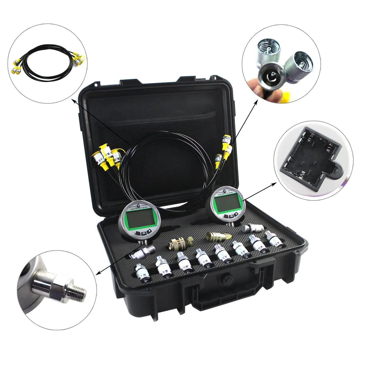 Digital Hydraulic Pressure Test Kit with 2 Gauges 80 MPa x2 for Excavators - image 3