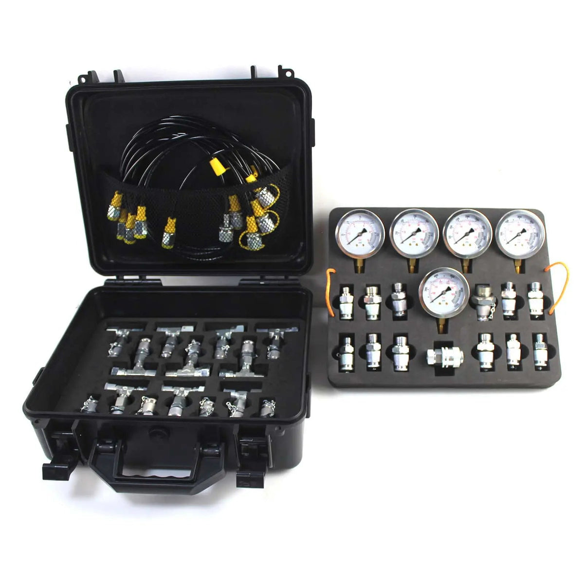 5-Gauge Double-Layer Hydraulic Pressure Test Kit with 13 Couplings and 14 Tees for CAT 320