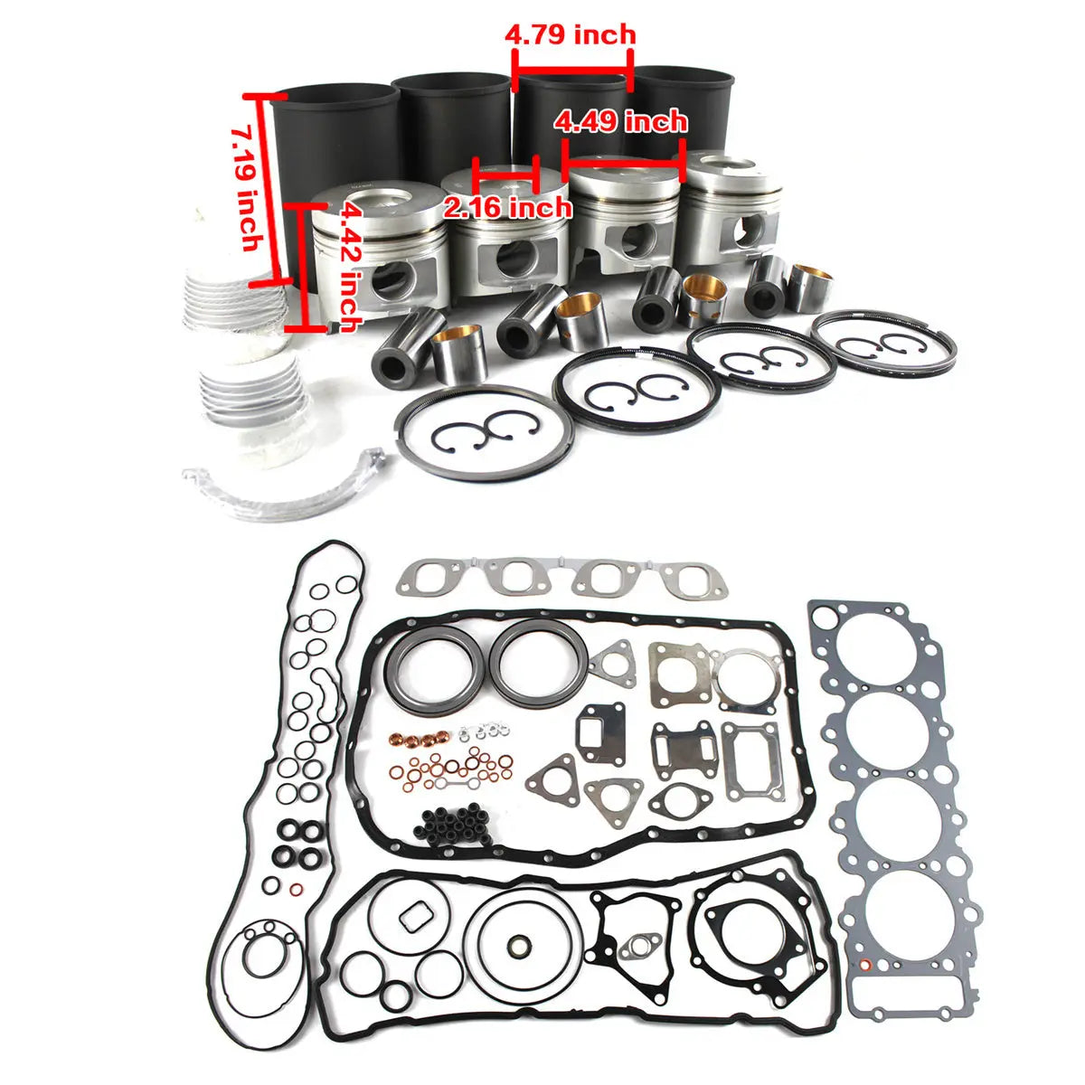 Overhaul Rebuild Kit for Isuzu 4HL1 Engine NPR NQR NRR GMC Excavator Loader - image 3