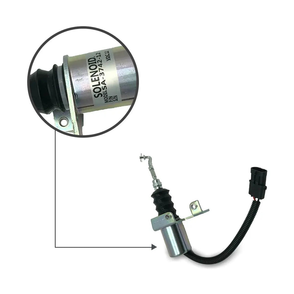 SA-3742-12 fuel shut-off solenoid for Deutz Bosch Excavator - image 2