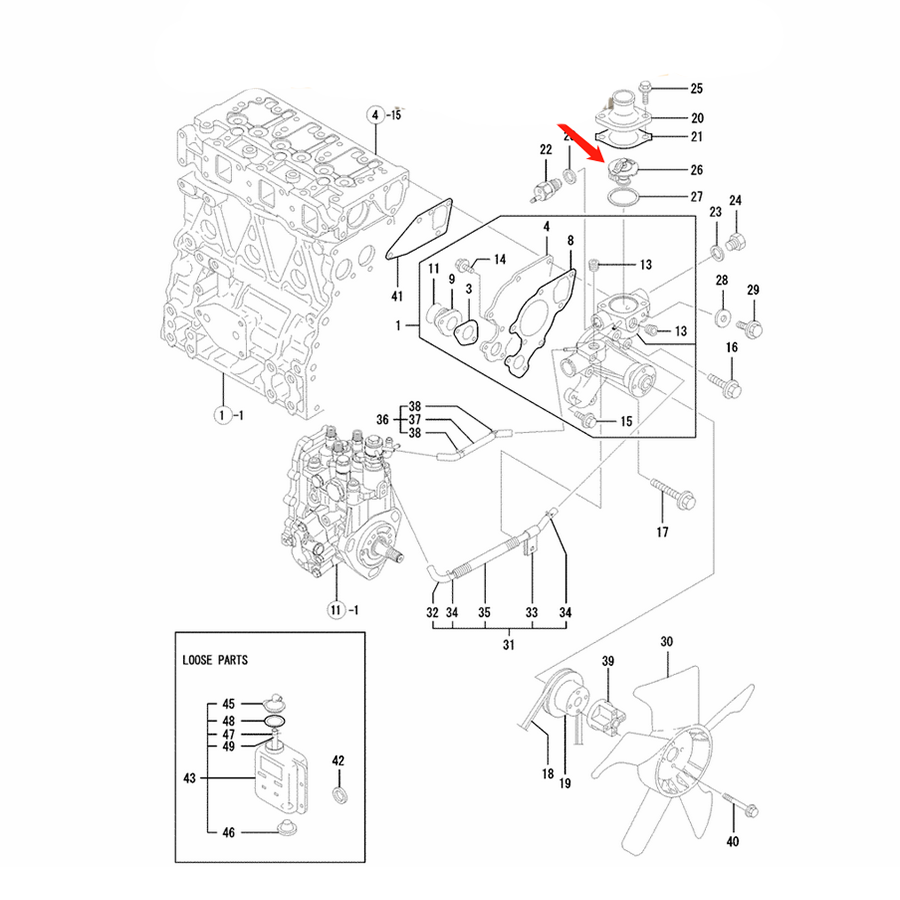 129155-49800 thermostat for Kobelco Excavator SK40SR SK45SR-2 SD40SR - image 2