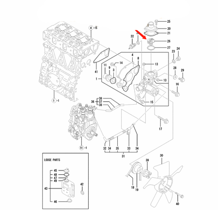 129155-49800 thermostat for Kobelco Excavator SK40SR SK45SR-2 SD40SR - image 2